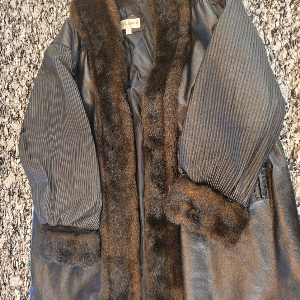 Charles Klein Women's XL Fake Leather Coat